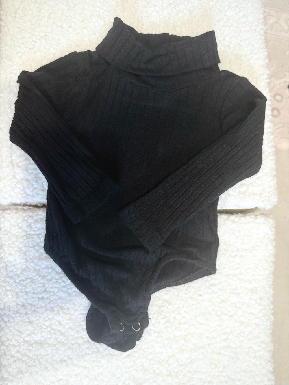Boutique Black Ribbed Turtleneck Sweater Bodysuit
